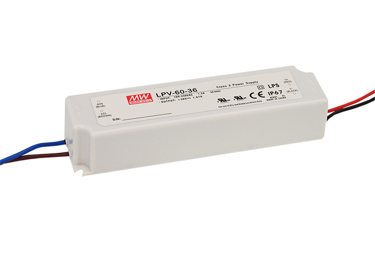 Mean Well 2103169LPV-60-12 Sealed Panel Mount LPV Series AC-DC 12-volt 5-Amp Power Supply with LED Driver